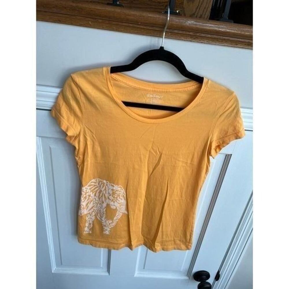 Lilly Pulitzer Pima Cotton Orange Elephant Scoop T- Shirt Short Sleeve XS